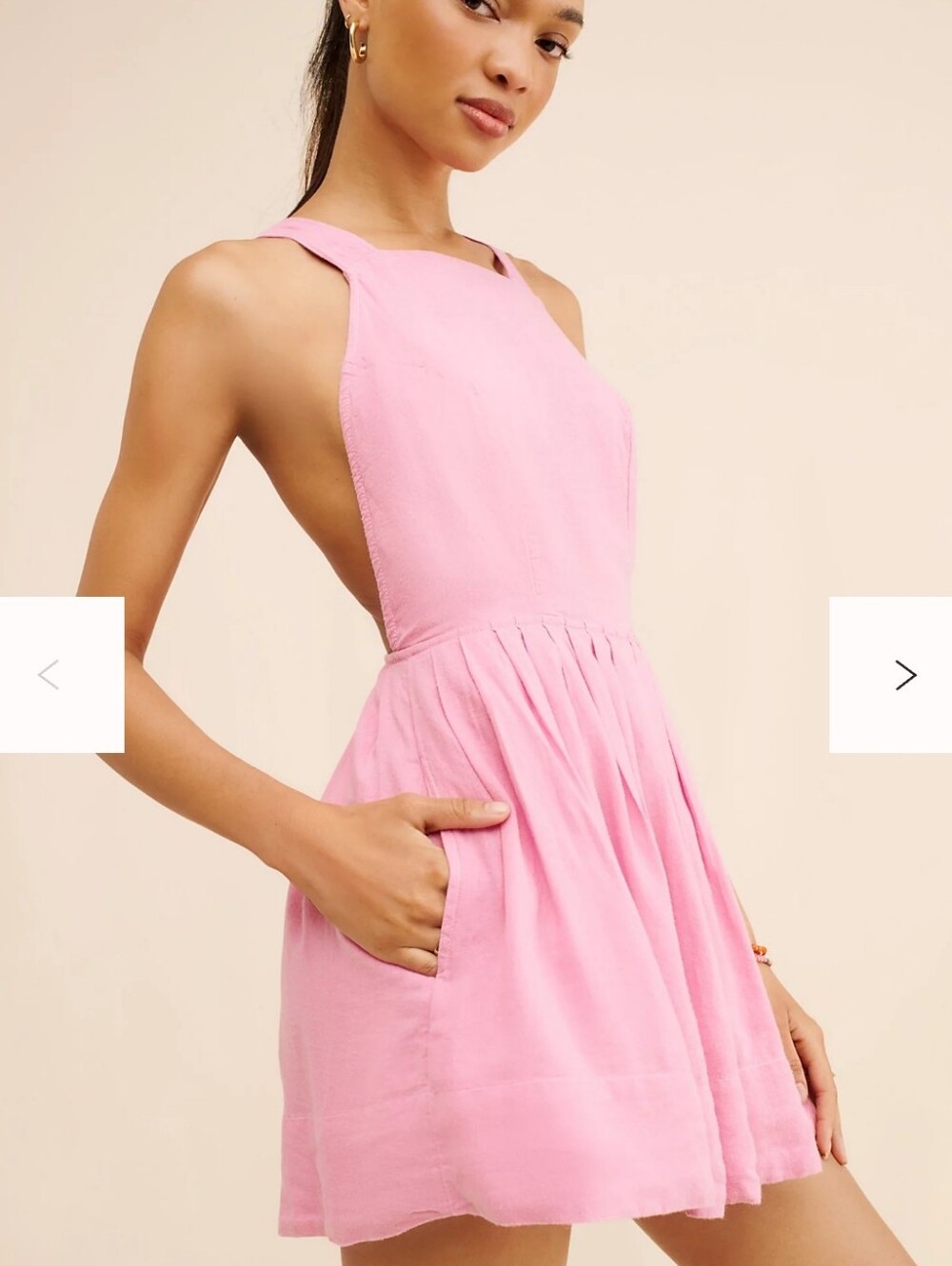 Free People Melted Hearts Pink Pleated Mini Sundress With Pockets